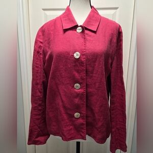 100% Linen Harris Wallace New York Red Button-Up Blazer